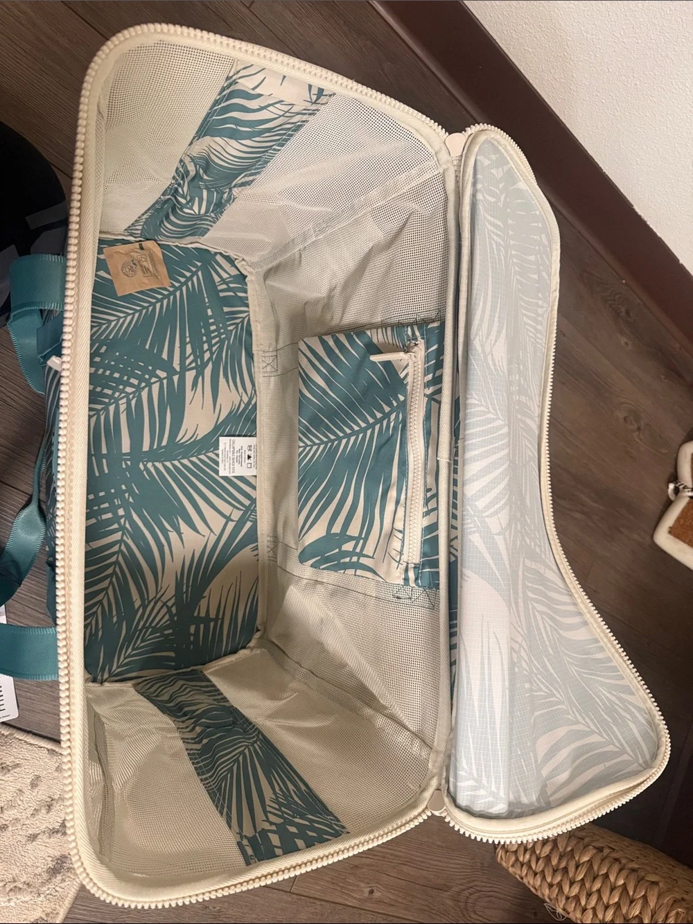 ALOHA Collection Teal Palm Print Beach Tote
